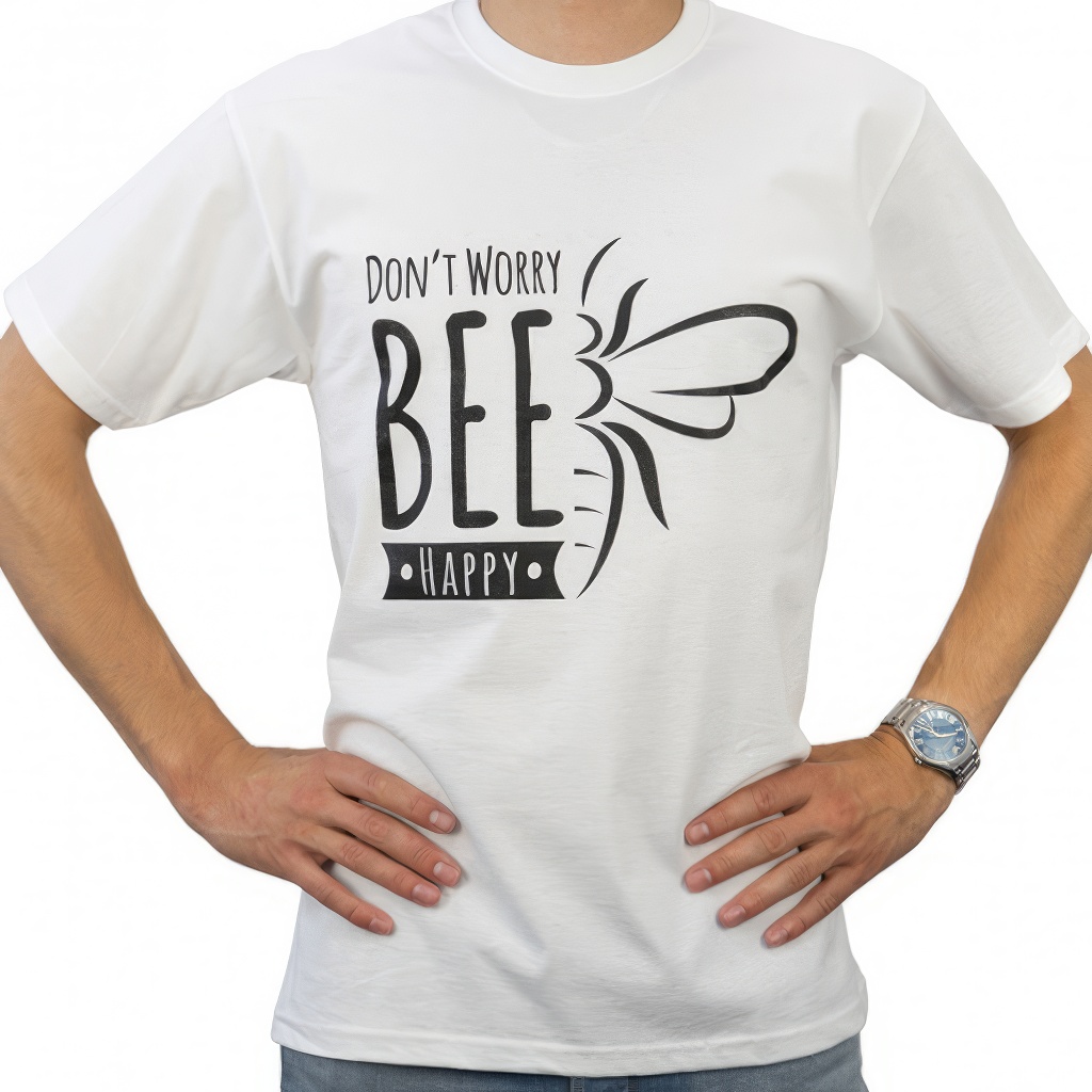 Včelařské tričko ApiSina Bee happy, bílé