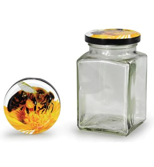 Čtyřhranná sklenice s víčkem včela 260 ml (TO 58)