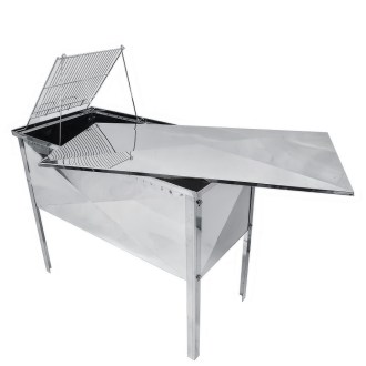 Odvíčkovací stůl s víkem - 100 cm nerez vana - D