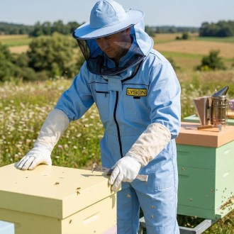Včelařská kombinéza s kloboukem - modrá - Lysoň, vel.: S-XXXXL