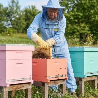 Včelařská kombinéza s kloboukem - modrá - Lysoň, vel.: S-XXXXL
